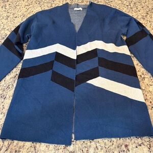 Chic Blue and Black Women's Cardigan